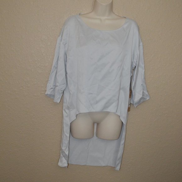 NWT $328 Sz S Go by Go Silk Gray Hi Lo Blouse - Picture 1 of 8